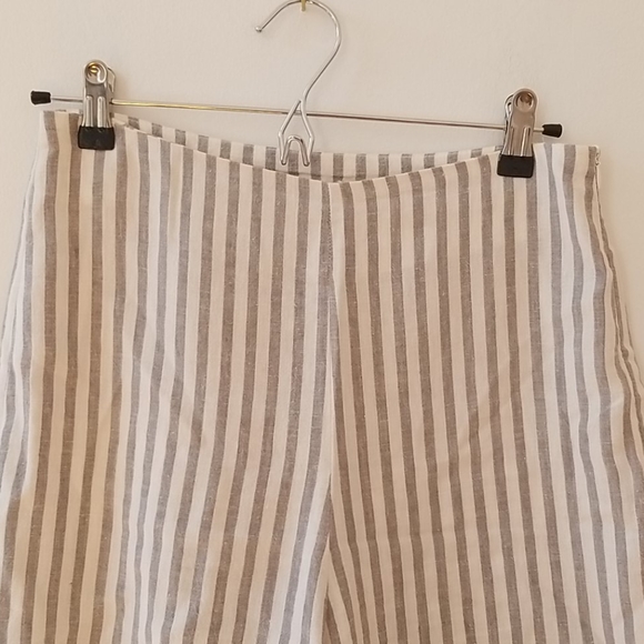 Olivaceous Linen stripped wide leg pants - Picture 2 of 7